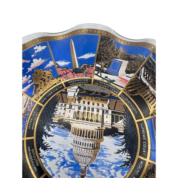 Washington D.C. Souvenir Decorative Fluted Glass Trinket Dish Iconic Landmarks - Picture 7 of 8